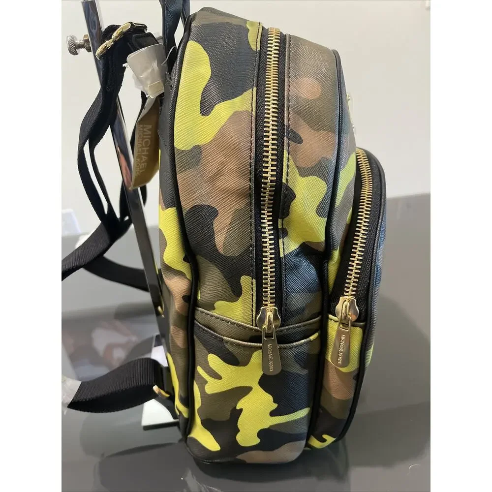 Michael Kors Jet Set Women's Acid Lemon & Green Camo Backpack Rare NWT
